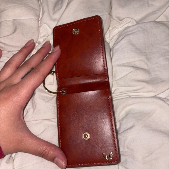 Brown Key Ring ID Card Wallet Mini Travel Wallet - Picture 2 of 3